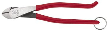 Klein Tools D248-9STT Pliers, Ironworker's Diagonal Cutting Pliers with High-Leverage Design ad Split Ring for Tethering, 8-Inch