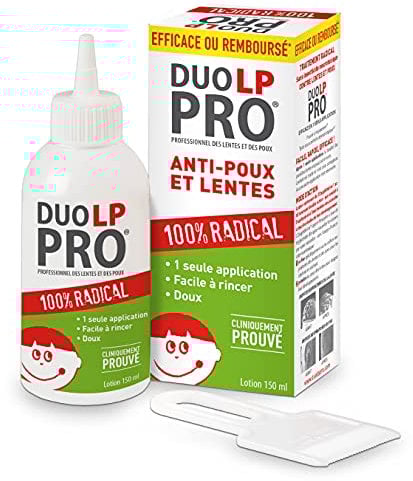 DUO LP PRO Lotion Anti-Poux et Lentes – Lotion 100% efficace* – 150 ml - Peigne anti-poux fin inclus - Haute tolérance et sans insecticide - Dès 6 mois