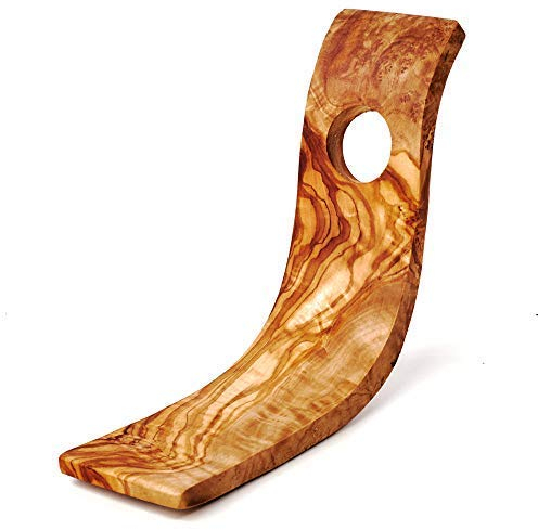 das Olivenholzbrett Range-Bouteilles Swinging en S Forme en Bois D'Olivier - 15cm