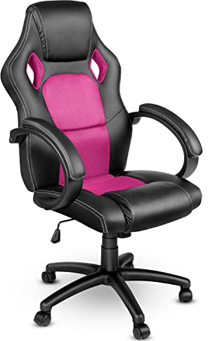 TRESKO Racing Chefsessel Bürostuhl Drehstuhl 14 Farbvarianten, gepolsterte Armlehnen, Wippmechanik, Lift SGS geprüft