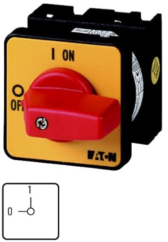 Eaton 009046 Ein-aus-Schalter, 2-polig, 20 A, not-aus-Funktion, 90 Grad, Einbau