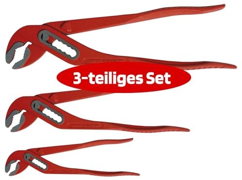 SW-Stahl 41903L Wasserpumpenzangen-Satz 3-teilig, 175, 240 & 300 mm | Set aus Chrom-Vanadium-Stahl mit durchgestecktem Gewerbe, Klemmschutz und roten Griffen für Werkstatt und Armaturen