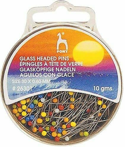 Pony Pins Glass Head 30mm, Multi-Colour, One Size