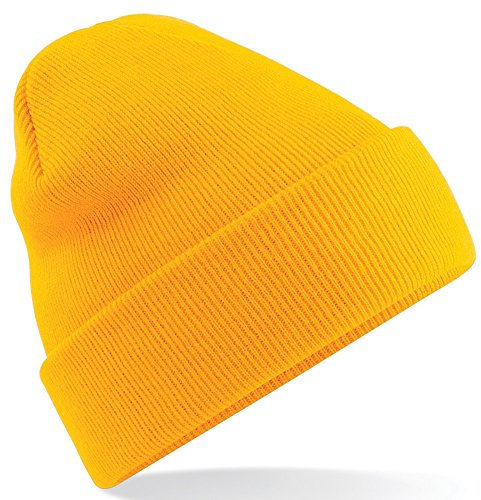 Beechfield, Acryl-Strickmütze für Erwachsene, zum Aufschlagen, Unisex Gr. Einheitsgröße, gold