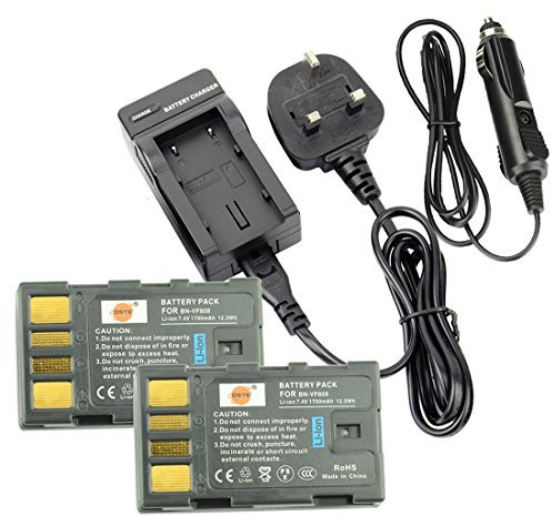 DSTE® 2pcs BN-VF808 Replacement Li-ion Battery + Charger DC36U for JVC GZ-MG130, GZ-MG131, GZ-MG132, GZ-MG133, GZ-MG134, GZ-MG135, GZ-MG148, GZ-MG150, GZ-MG155, GZ-MG175, GZ-MG177, GZ-MG255, GZ-MG275, GZ-MG575, GZ-HD7, GR-D720, GR-D725, GR-D726, GR-D728, GR-D740, GR-D745, GR-D746, GR-D750, GR-D760, GR-D770, GR-D771, GR-D775, GR-D790, GR-D796