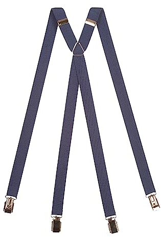 Olata Klassische X-förmige Hosenträger mit Clips – 2 cm breit. Blau