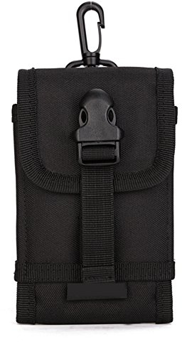 Huntvp Taktische Handytasche für max. 6,1 Smartphone, 1000D Nylon MOLLE Handyhalter Militär Zusatztasche für Rucksack, Hüfttasche Phone Pouch Gürteltasche für iPhone, Samsung, Huawei, Typ-1 Schwarz