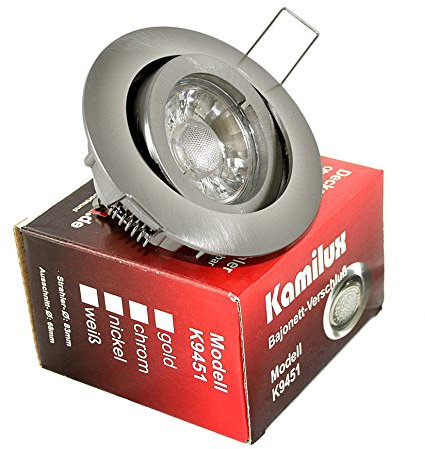 Kamilux 5 x LED Einbaustrahler Bajo 230V edelstahl-gebürstet 3W LED mit Schutzglas/warmweiss