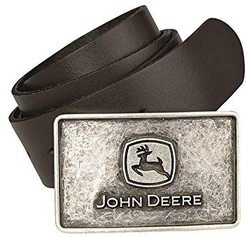 John Deere Herren Ledergürtel mit gravierter Schließe Schwarz - 95