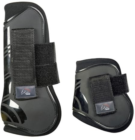 HKM SPORTS EQUIPMENT Springgamaschen und Streichkappen, 4er Set -Genua-, dunkelblau/schwarz, Warmblut