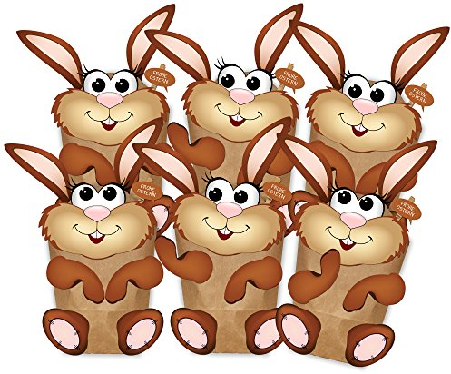 Paul´s Papierfabrik 12 süsse Ostertüten Osterhasen für´s Osternest zum Basteln und selber Befüllen. Alle Teile vorgestanzt - DIY ohne Schere!