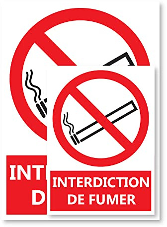 Signalétique Interdiction de fumer A5 - Plastique rigide PVC - Kit de fixation inclus - Protection Anti-UV - Fabriqué en France