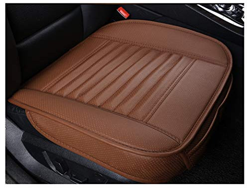 GUOCU Universal Auto Sitzauflagen Sitzkissen mit Bambuskohle PU Leder,Kaffee,Vordersitz