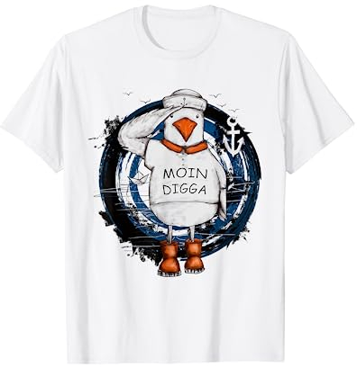 Moin Spruch I Hafen Anker See Meer Segeln T-Shirt