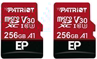 Patriot Memory 256GB A1 / V30 Carte mémoire pour téléphones et tablettes Android, Enregistrement vidéo 4K - Pack de 2