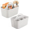 mDesign 2er-Set tragbarer Organizer – kleine Aufbewahrungsbox für Bastelsachen und Nähutensilien – Aufbewahrung für Stifte, Knöpfe, Scheren und Farben – hellgrau
