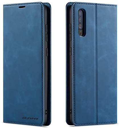 QLTYPRI Hülle für Samsung Galaxy A50, Premium Dünne Ledertasche Handyhülle mit Kartenfach Ständer Flip Schutzhülle Kompatibel mit Samsung Galaxy A30S A50 A50S - Blau