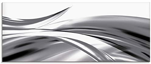 ARTLAND Spritzschutz Küchenrückwand Küche Herd Glas mit Motiv 125x50 cm Design Rückwand Bad Modern Abstrakt Kunst Welle Grau S7KX