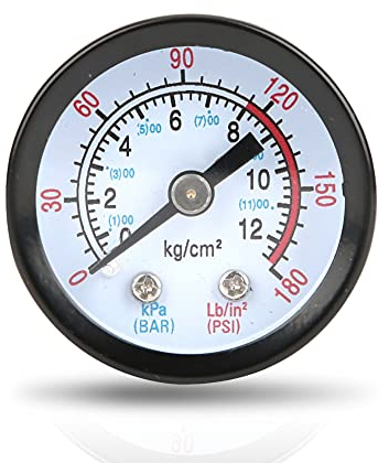 Manomètre mécanique, 0~180 PSI, 0~12 bar manomètre de compresseur d'air pour compresseur d'air, 42 mm de diamètre Manomètre de compresseur d'air pour l'Air, l'Huile et l'Eau