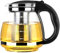 ProLeo - Tetera de cristal con asa de acero inoxidable (2000 ml), color negro