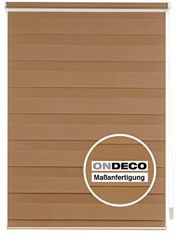 ondeco Doppelrollo auf Maß mit Klemmträger, ohne Bohren, Sonnenschutz für Fenster innen, Jalousie Seitenzug Rollo Kettenzugrollo Klemmfix Terracotta B: 51-60 cm, L: 40-160 cm