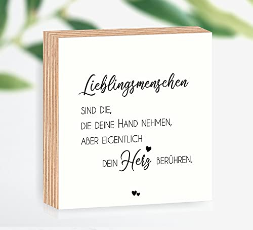 Holzbild Lieblingsmenschen 15x15x2cm zum Hinstellen/Aufhängen, Fotodirektdruck mit Spruch auf beschichtetes Birkenholz Art.Nr. 3008