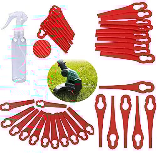100 Stücke Rasentrimmer Messer Rot Ersatzmesser Rasentrimmer Kunststoff Rasenmäherklinge Rasentrimmer für Florabest FRTA 20 A1 Fat 18B2 Fat 18B3 Zubehör, Kleines Loch 5mm, großes Loch 10mm (83X10X5mm)
