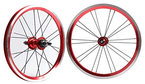 QHY Felgen BMX 406 Felge 20 Zoll Fahrradradsatz Felgenbremse Faltbares Fahrrad Vorder- Und Hinterrad Mit 9T Kettenrad Abgedichtete Lagernabe 1210g (Color : Red, Size : 20)