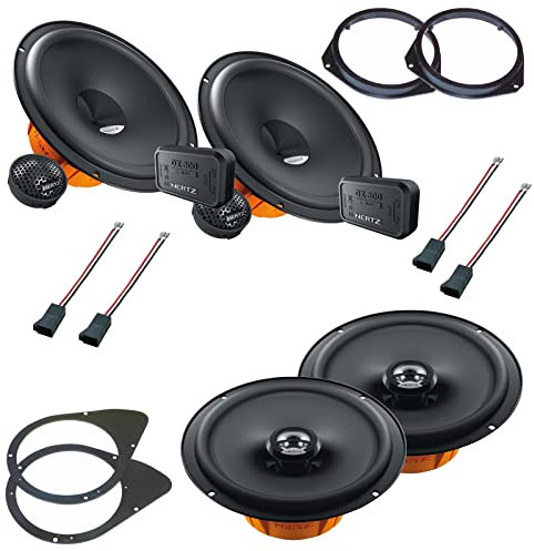 Kit 6 Casse Compatibile con Fiat 500 dal 2008 Con Adattatori E Supporti Altoparlanti Hertz ANTERIORE e POSTERIORE dsk 165.3 DCX 165