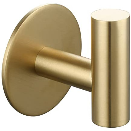 Tecmolog Ganchos Adhesivos para Pared Acero Inoxidable Soporte Toallas de Baño Oro Cepillado, SBH235J