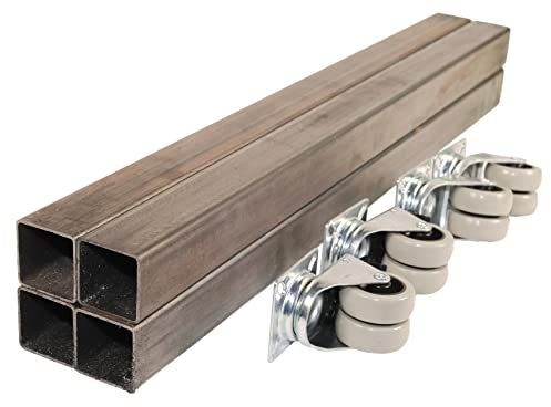 WELDINGER Beinsatz Tischbeine mit Doppelrollen 8-teilig 45x45 mm 680 mm lang arretierbar für Schweißtisch-Bausatz