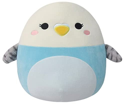 Squishmallows Tycho Blauer und weißer Sittich – großer ultraweicher offizieller Kelly-Plüsch, 35,6 cm