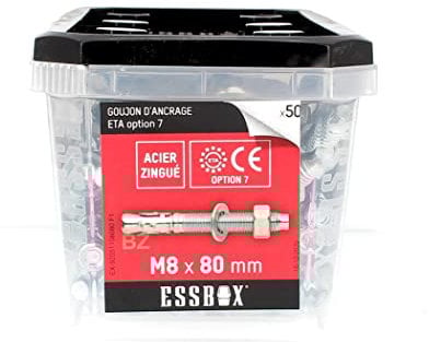 Scell-it ESSBOX de 50 Goujons D'Ancrage 8X80 Acier