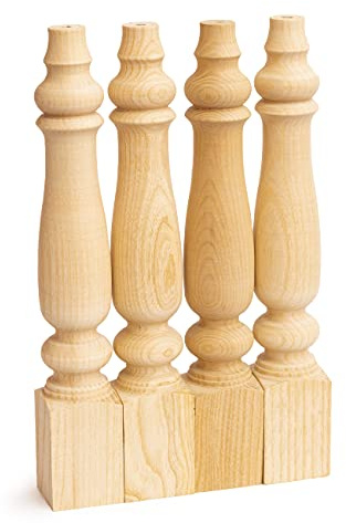 decorluxes Unlackierte Bauernhaus-Bankbeine für Esstisch, Couchtisch, rustikal, gedrehtes Bein – Set mit 4 Stück – Maße: 5,5 x 35,6 cm – leicht zu bemalen (35,6 cm)