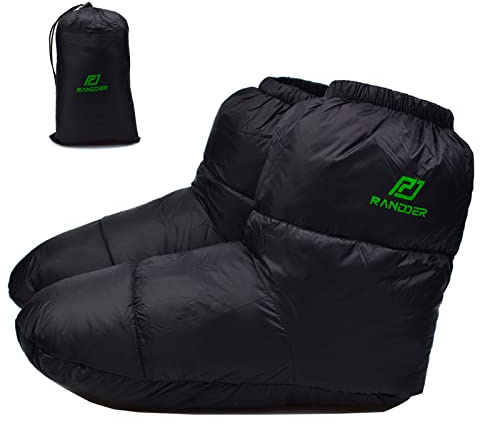 RANDDER Daunenstiefel, warme Socken für Damen und Herren, ultraleichte Schlafsocken für Camping, Rucksackreisen, weich und gemütlich, Camping, Schlafsack, Zelt, Daunen, Hausschuhe, Fußwärmer