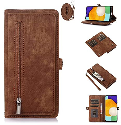 Jeelar ESONG Coque pour Xiaomi Redmi Note 11 4G/Note 11S,Etui en Cuir PU Portefeuille Flip Case Antichoc Housse avec [Fentes de Cartes][Fonction Support][Fermeture Magnétique][Lanyard Dragonne],Brun