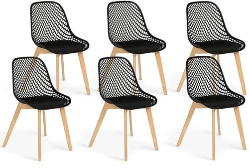 IDMarket - Lot de 6 chaises Mandy Noires pour Salle à Manger