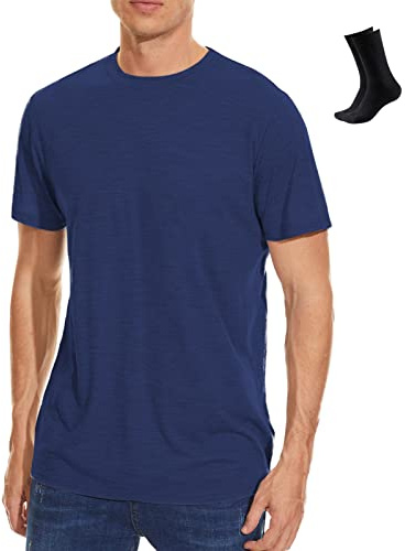 MERINNOVATION Merino T Shirt Herren Everyday Kurzärmeliges T-Shirt Funktionsshirt Atmungsaktiv und Geruchsneutral Merinowolle Base Layer + Merinowolle Socks