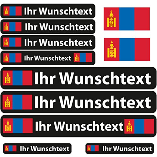 INDIGOS UG Fahrrad Aufkleber Mongolei - 13 Fahnenaufkleber glatt - Sticker selbst gestalten - Fahrrad - Auto - Motorrad - Namensaufkleber wasserfest personalisiert - Wunschtext