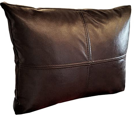 Quattro Meble Dunkelbraunes Echt Lederkissen Sofa Deko Kissen Glanz Echtleder Rückenkissen Rindsleder Leder Antique Dark Brown Modell P&Z 4el (40 x 60 cm)