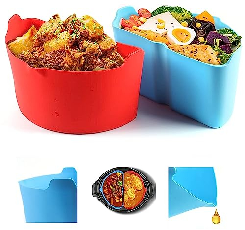 Divisor De Olla De Cocción Lenta 2 Piezas,Apto Para Ollas De Cocción Lenta De 6 Qt,Divisor De Cocina De Silicona,Forro De Silicona Reutilizable a Prueba De Fugas
