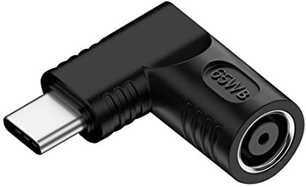 chenyang USB C 65W Stecker,DC Jack 7.4x5.0mm Eingang auf USB Typ C 90 Grad abgewinkelter Netzstecker Ladeadapter für Laptop Telefon