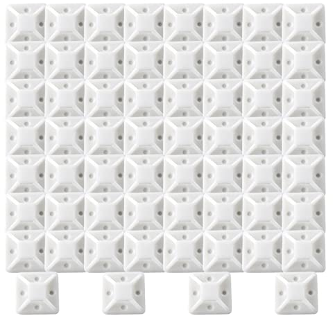 Alicer - Cable autoadhesivo, 60 piezas de empases adhesivas para fijación de cable, soporte de invernadero, cable de plástico, soporte para abrazadera de sujeción (20 mm x 20 mm) (blanco)