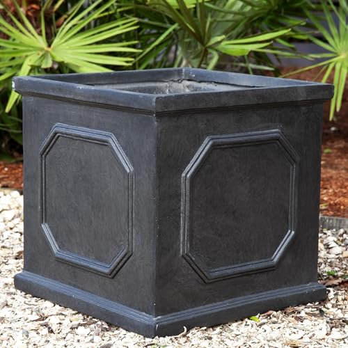 22cm Chelsea Box Planter - Flower Pot - Garden - Patio - Landscape - Stonelite/Improved Fibreclay Square Cube
