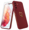 Vauki Coque pour Samsung Galaxy S21 5G avec 2 Pièces Verre Trempé, Etui Fille avec Or Motif Coeur Souple TPU Silicone Antichoc Anti-Rayures Housse Compatible avec Samsung S21 5G, Bordeaux