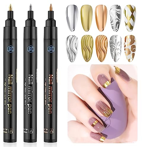 3 Farb 3d Nagelkunststifte Set, Kalolary Nagellack Stifte Nagelpunkt Graffiti Punktspitzen Zeichnen Malerei Liner Pinsel für DIY Nail Art Beauty Adorn Maniküre Werkzeuge