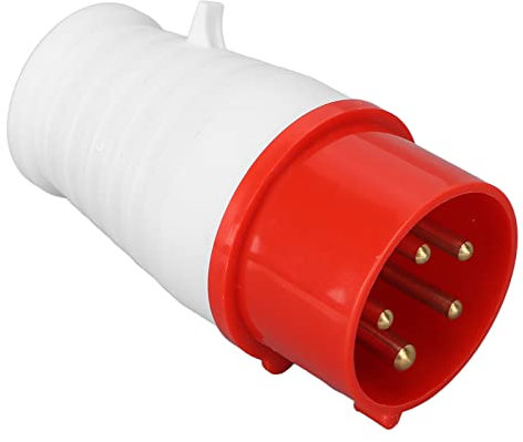 Prise Industrielle 16A 220‑380V, étanche IP44, Prévention du Vieillissement, Rouge, Connecteur de Prise CEE 5 Broches, pour Caravanes de Camping (HR-015 Mâle)