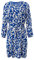 comma Gemustertes Midi-Kleid mit Faltenausschnitt Royalblau 44