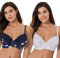 Curve Muse Reggiseno con Ferretto per Allattamento Taglie Forti con Coppe a Discesa-Confezione da 2-Blu Stampa Gialla,Bianco-5D