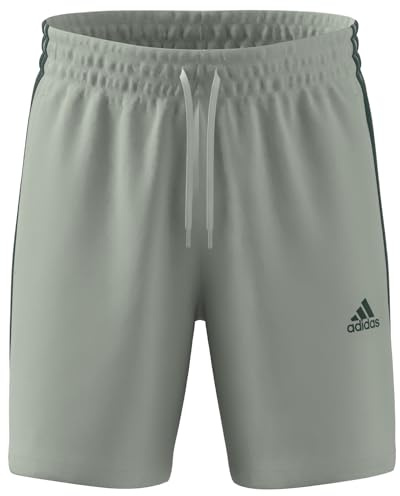 adidas Men's Essentials French Terry 3-Stripes Shorts, Linen Green, XXS Short